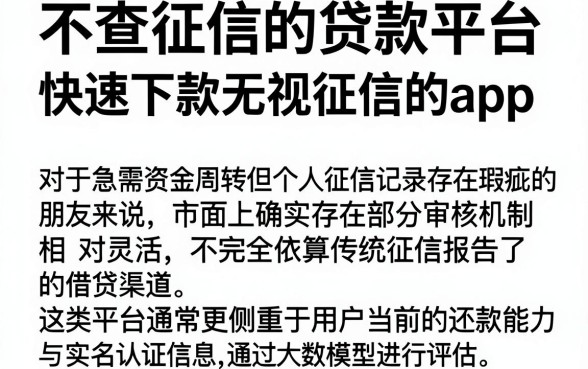 不查征信的贷款平台，筛选五个快速下款无视征信的app