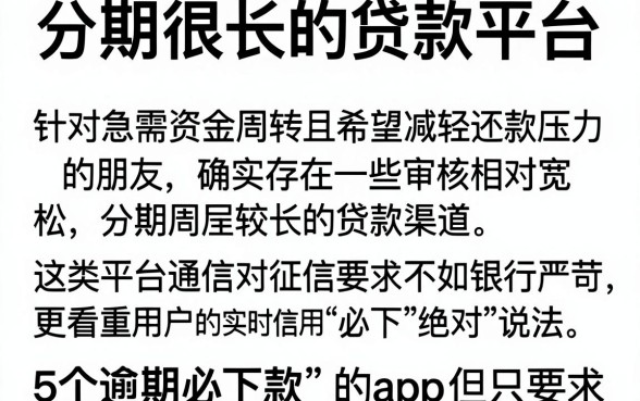 分期很长的贷款平台，详尽说明5个逾期必下款的app