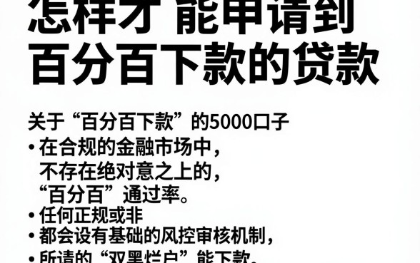 怎样才能申请到百分百下款的贷款,陈列5个双黑烂户风控能下款5000口子