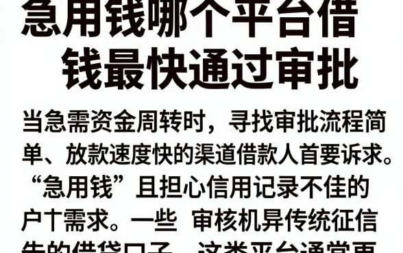 急用钱哪个平台借钱最快通过审批,整合五个可以不看征信就能下款的口子