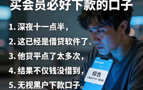 买会员必好下款的口子，条列5个无视黑户下款口子