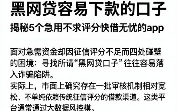 黑网贷容易下款的口子，揭秘5个急用不求评分快借无忧的app