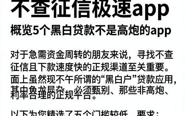不查征信极速app,概览5个黑白贷款不是高炮的app