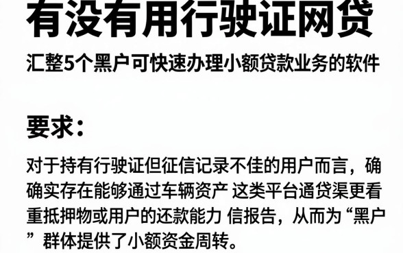 有没有用行驶证网贷,汇整5个黑户可快速办理小额贷款业务的软件
