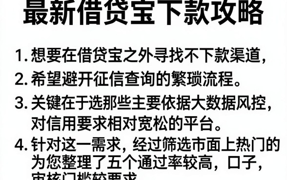 最新借贷宝下款攻略，条列五个不上征信的贷款软件