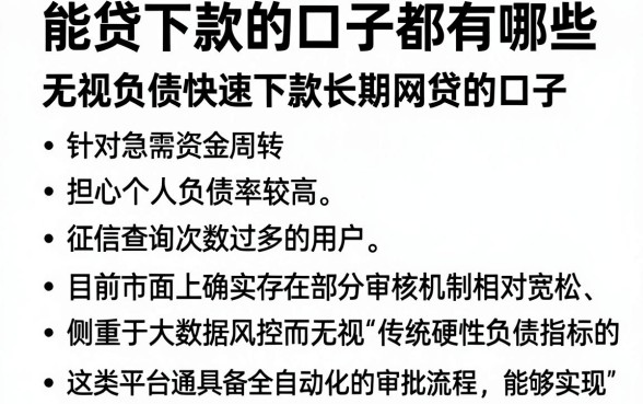 能贷下款的口子都有哪些，概括五个无视负债快速下款长期网贷的口子