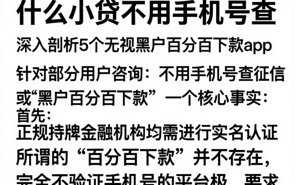什么小贷不用手机号查,深入剖析5个无视黑户百分百下款app