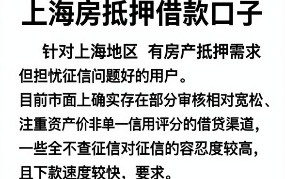 上海房抵押借款口子,整合5个不查征信好下款的网贷平台