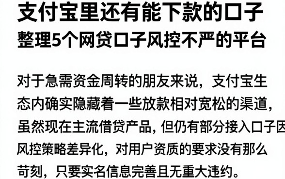 支付宝里还有能下款的口子，整理5个网贷口子风控不严的平台