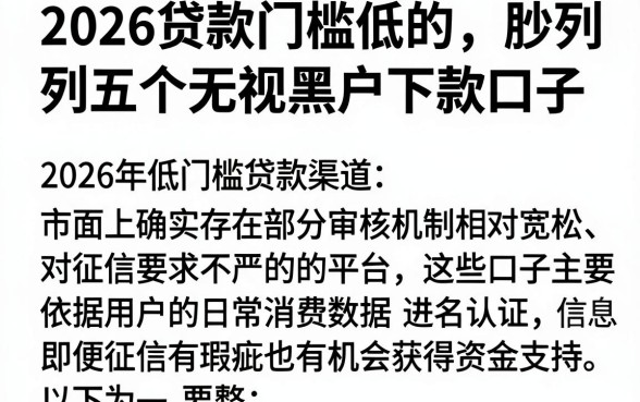 2026贷款门槛低的,胪列五个无视黑户下款口子