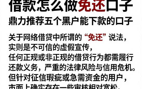 借款怎么做免还口子,鼎力推荐五个黑户能下款的口子