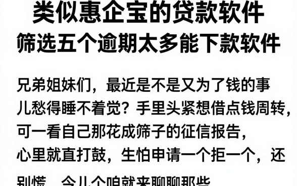 类似惠企宝的贷款软件，筛选五个逾期太多能下款软件