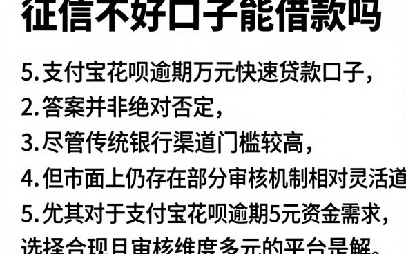 征信不好口子能借款吗，细致阐述5个支付宝花呗逾期万元快速贷款口子