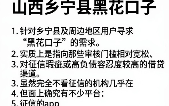 山西乡宁县黑花口子，归纳五个不看负债和征信的app