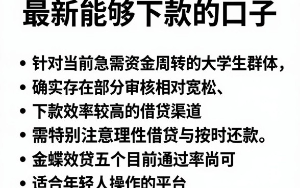 最新能够下款的口子,胪列五个大学生可以使用的平台