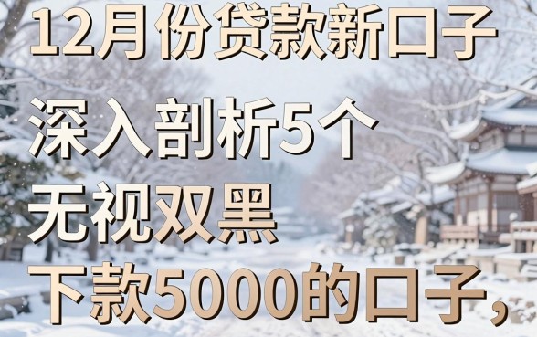 12月份贷款新口子，深入剖析5个无视双黑下款5000的口子