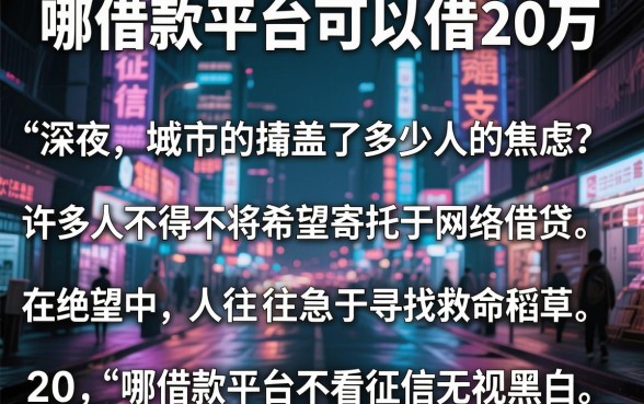 哪借款平台可以借20万，概括五个不看征信无视黑白百分百下款网贷平台