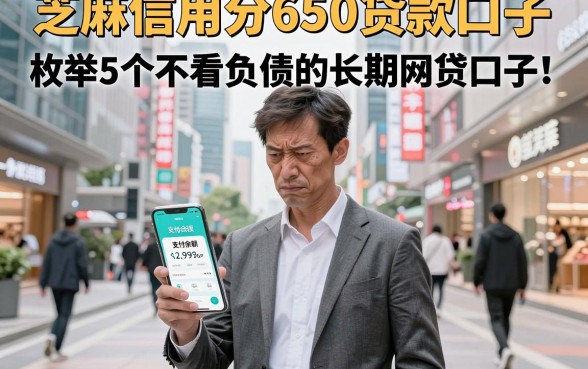芝麻信用分650贷款口子，枚举5个不看负债的长期网贷口子