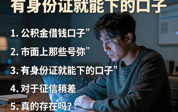 有身份证就能下的口子，罗列五个公积金借钱口子