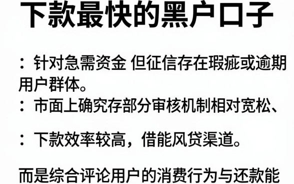 下款最快的黑户口子,筛选5个有逾期借款容易通过的软件