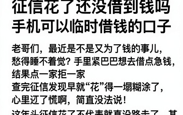 征信花了还没借到钱吗，梳理五个手机可以临时借钱的口子