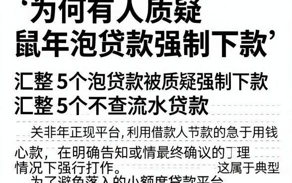 为何有人质疑鼠年泡贷款强制下款，汇整5个不查流水的小额度贷款平台