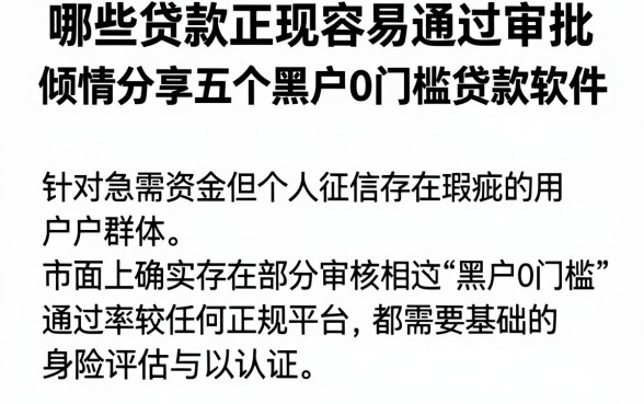 哪些贷款正规容易通过审批,倾情分享五个黑户0门槛贷款软件