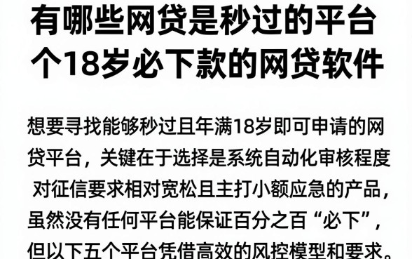 有哪些网贷是秒过的平台，深入剖析五个18岁必下款的网贷软件