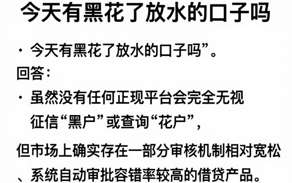今天有黑花了放水的口子吗,遴选五个网贷平台门槛低一点的app