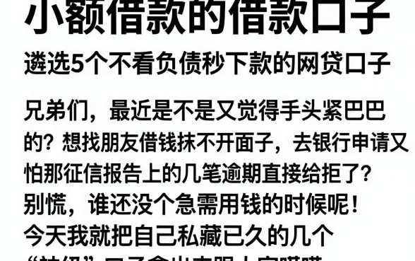 小额借款的借款口子,遴选5个不看负债秒下款的网贷口子
