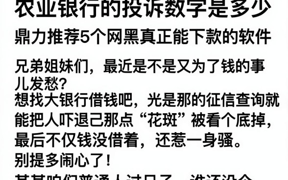 农业银行的投诉数字是多少,鼎力推荐5个网黑真正能下款的软件