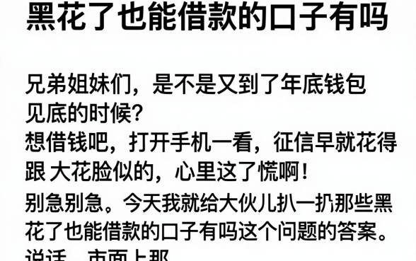 黑花了也能借款的口子有吗，概览5个黑户也能借款的软件