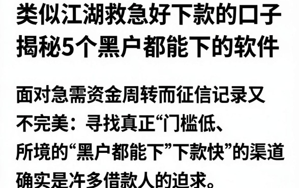 类似江湖救急好下款的口子,揭秘5个黑户都能下的软件