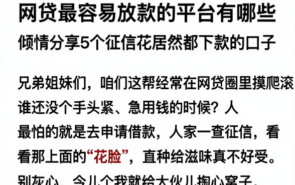 网贷最容易放款的平台有哪些,倾情分享5个征信花居然都下款的口子