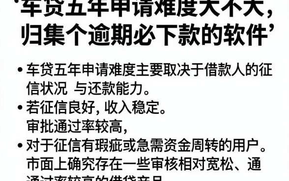 车贷五年申请难度大不大,归集五个逾期必下款的软件