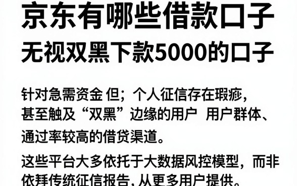 京东有哪些借款口子,精选5个无视双黑下款5000的口子