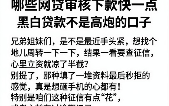哪些网贷审核下款快一点，筛选五个黑白贷款不是高炮的口子