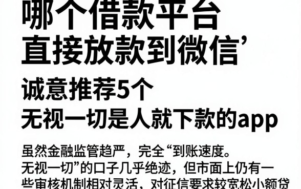 哪个借款平台直接放款到微信,诚意推荐5个无视一切是人就下款的app