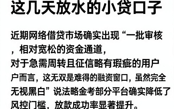 这几天放水的小贷口子，枚举五个无视网黑征信黑3万贷款