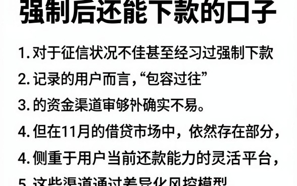 强制后还能下款的口子，枚举五个11月能贷款的软件