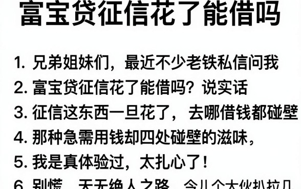 富宝贷征信花了能借吗,胪列5个快速下款无视征信的app