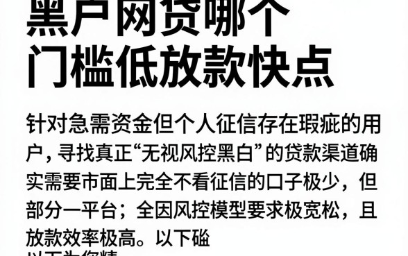 黑户网贷哪个门槛低放款快点,概括5个真正无视风控黑白的网贷口子