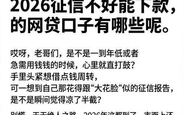 2026征信不好能下款的网贷口子有哪些呢,遴选五个APP容易借款1万块的软件