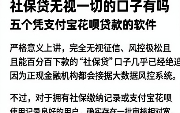 社保贷无视一切的口子有吗，规整五个凭支付宝花呗贷款的软件