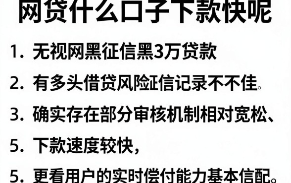 网贷什么口子下款快呢,精选五个无视网黑征信黑3万贷款