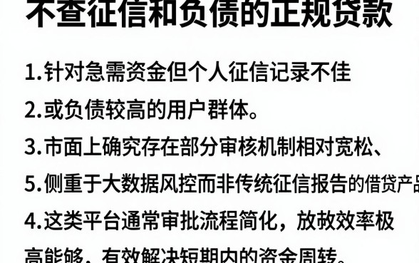 不查征信和负债的正规贷款，详细阐述五个秒批通过的网贷app