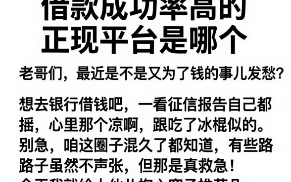 借款成功率高的正规平台是哪个,概括五个借款口子最容易下软件