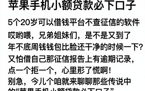 苹果手机小额贷款必下口子,详尽说明5个20岁可以借钱平台不查征信的软件