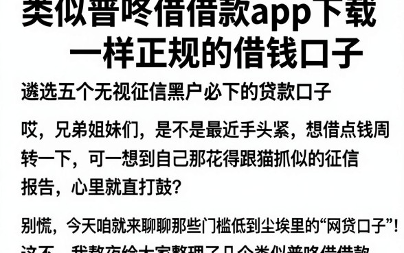 类似普咚借借款app下载一样正规的借钱口子,遴选五个无视征信黑户必下的贷款口子