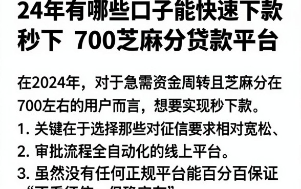 24年有哪些口子能快速下款，规整五个秒下700芝麻分贷款平台